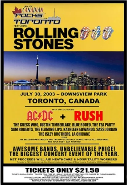 ジャスティン・ティンバーレイク, ラッシュ 他 3 組 — Molson Canadian Rocks for Toronto — Poster