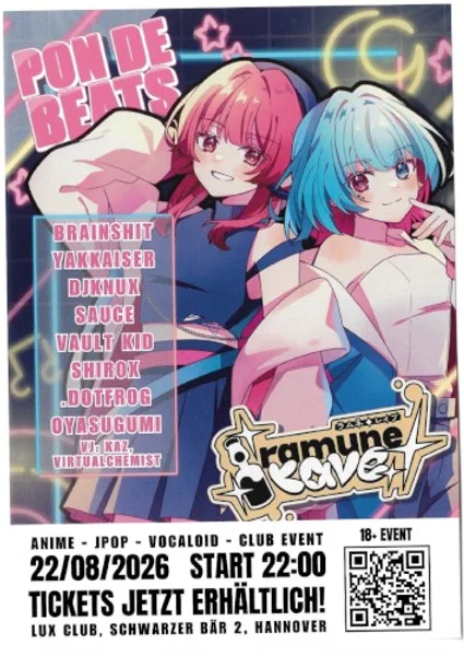 DJ Brainshit, .dotFrog + 6 más — Pon de Beats x Ramune Rave — Flyer