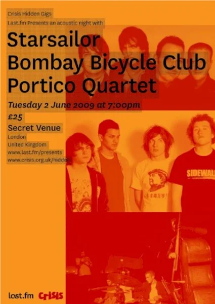 Bombay Bicycle Club, Portico Quartet 他 1 組 — Last.fm/presents: an acoustic night with Starsailor/Bombay Bicycle Club/Portico Quartet — Poster
