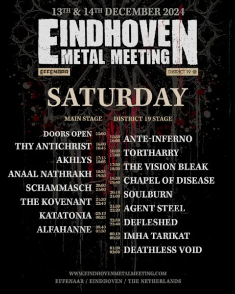 Eindhoven Metal Meeting, Day 2: Main Stage — Schedule