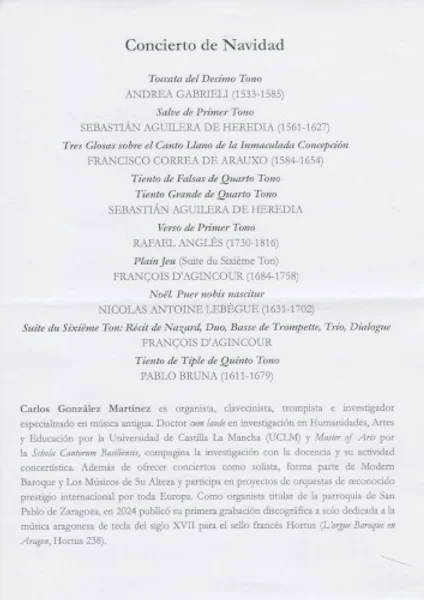 Carlos González Martínez — Concierto de Navidad — Setlist