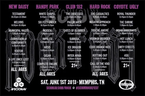 Scion Rock Fest 2013 — Schedule