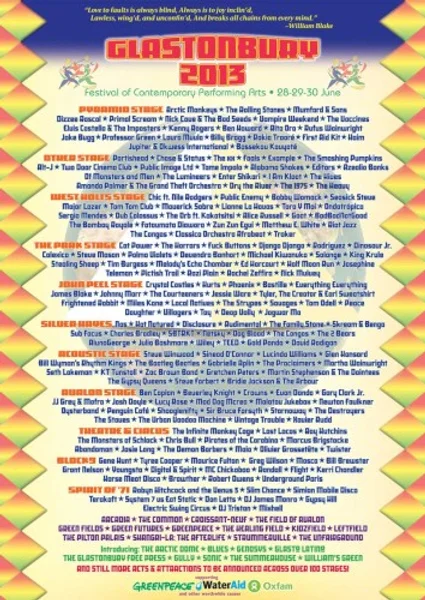 Glastonbury Festival 2013 — Poster