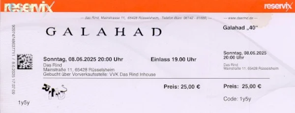 Galahad — Galahad 40th Anniversary Tour — Ticket