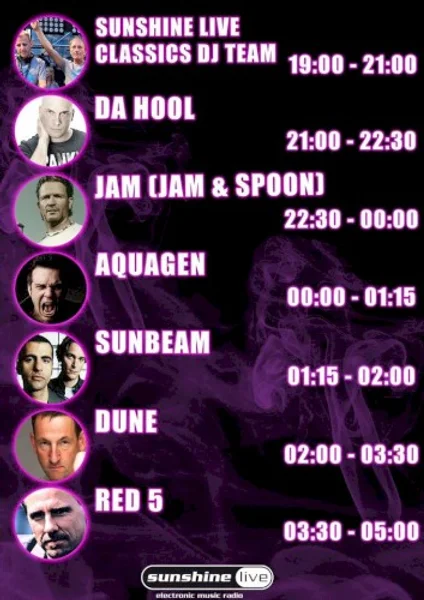 Sunshine Live Retroactive: The 90s Rave — Schedule
