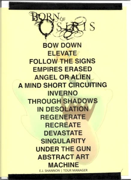 Born of Osiris — Through Shadows EU/UK Tour - Hannover — Setlist