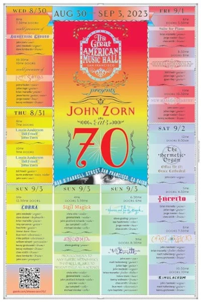 John Zorn at 70 SF — Poster