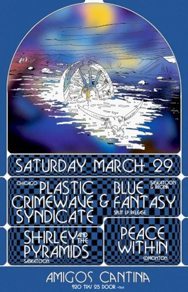 Blue Fantasy & Plastic Crimewave Syndicate — Plastic Crimewave Syndicate & Blue Fantasy Split LP Release — Poster