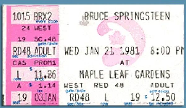 The E Street Band & Bruce Springsteen — 1981‐01‐21 — Ticket