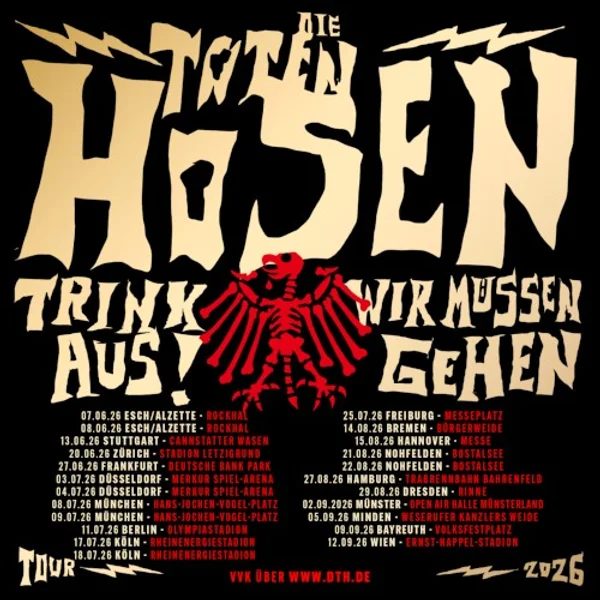 Die Toten Hosen — Trink aus! Wir müssen gehen Tour 2026 - Minden — Poster