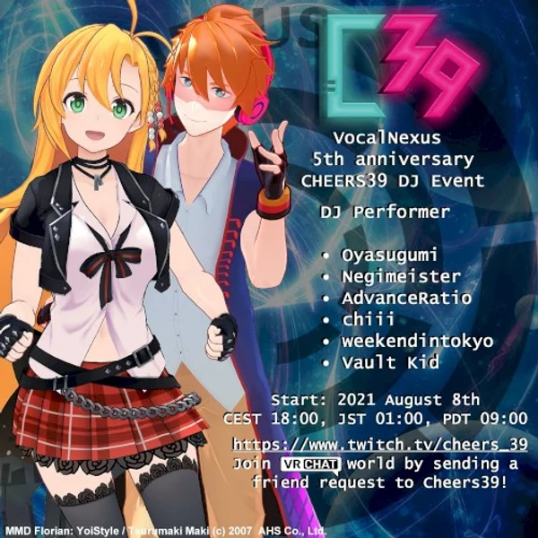 advanceratio, Chii + 4 más — Cheers39! presents: VocalNexus 5th anniversary — Poster