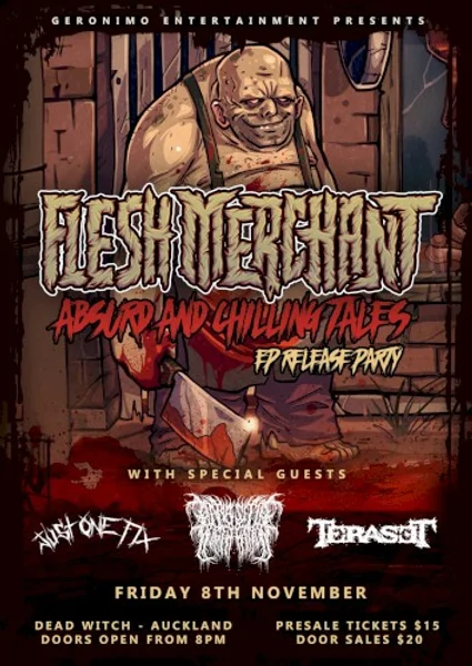 Teraset, Flesh Merchant + 2 weitere — Flesh Merchant Ep Release Party — Event-Plakat