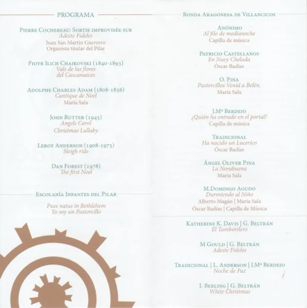 Óscar Badías, Capilla de Música "Ntra. Sra. del Pilar" de Zaragoza + 4 más — Concierto de Navidad — Program