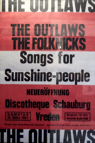 The Outlaws "Songs for Sunshine-people" 1967, Discotheque Schauburg, Vreden